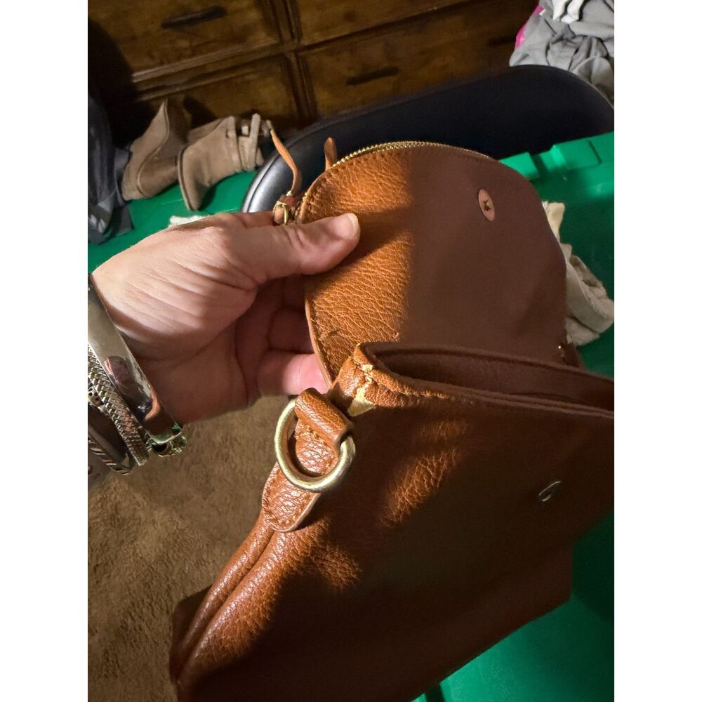 MMMS Design Studio Tan/Brown Zipper Flap Crossbody Bag